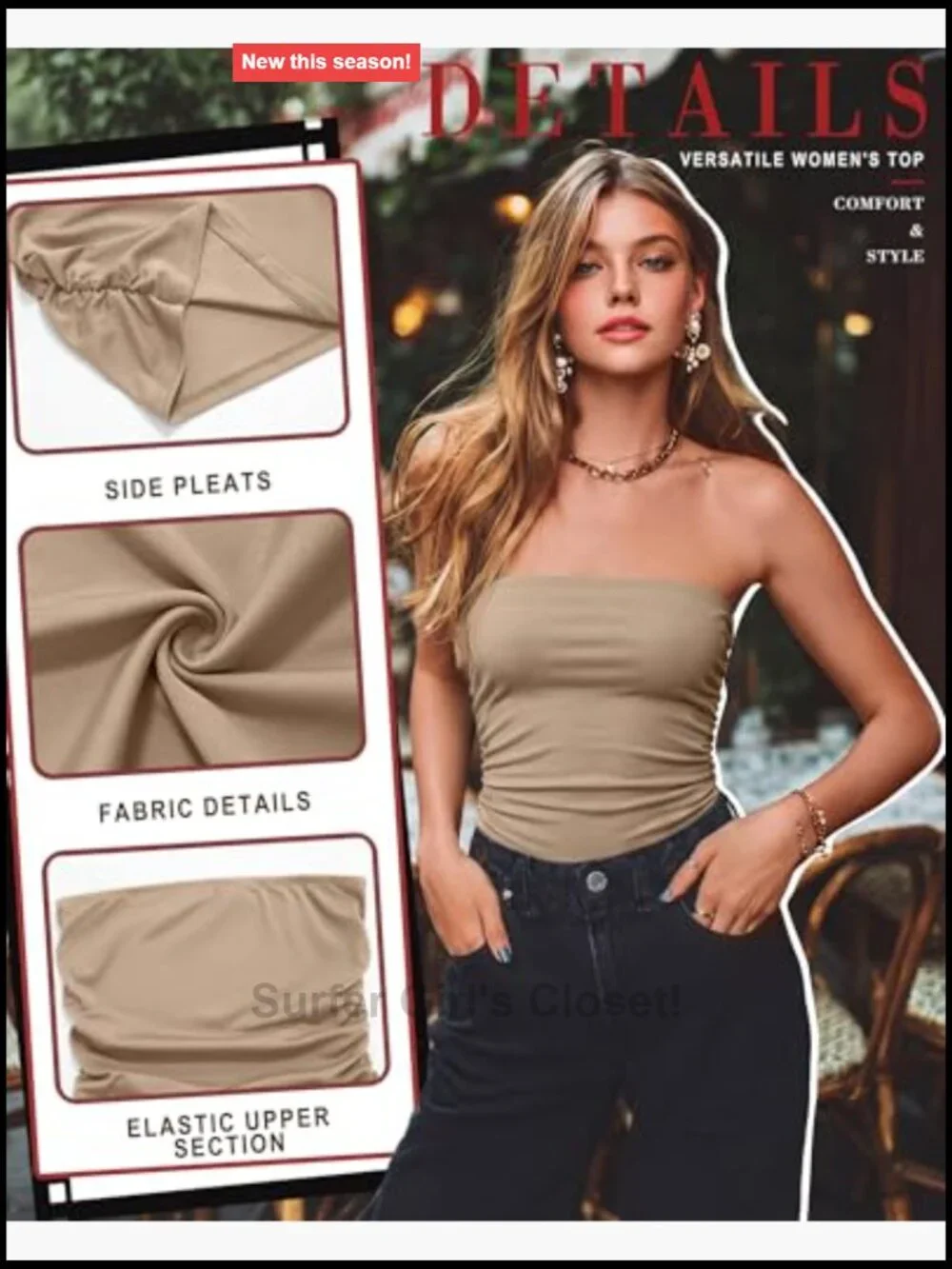 3 Pack Strapless Tube Tops Bandeau for Women, Soft Stretch Long Tube Tops